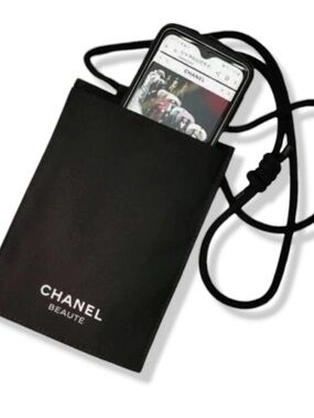 Chanel La Collection Black Canvas Phone Pouch/Passport Holder/Minibag